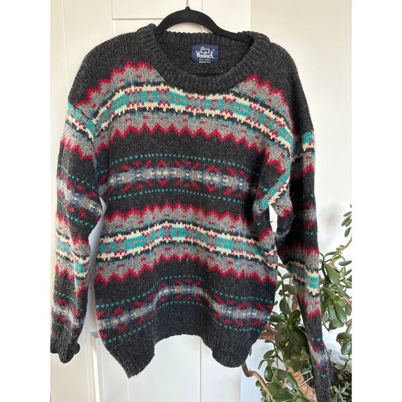 Vintage Woolrich 100%  Wool Fair Isle Crewneck Sweater, EUC - Picture 1 of 3